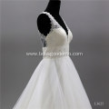 Fashion Style Deep V-Neck Bridal Gown Sexy Princess Beaded See Through Sleeveless wedding dress princess